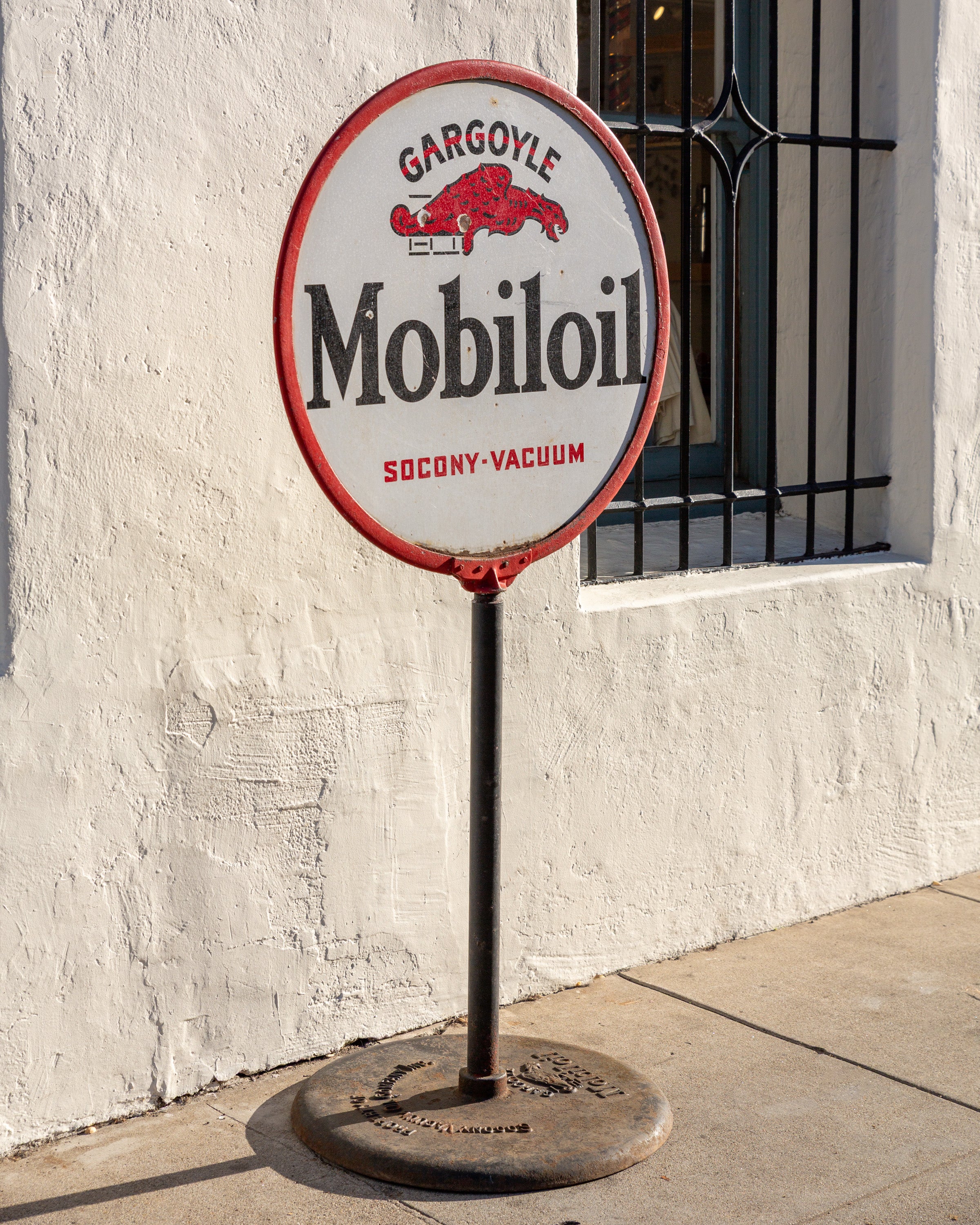 1920s Original Gargoyle Mobiloil Lollipop Curb Sign