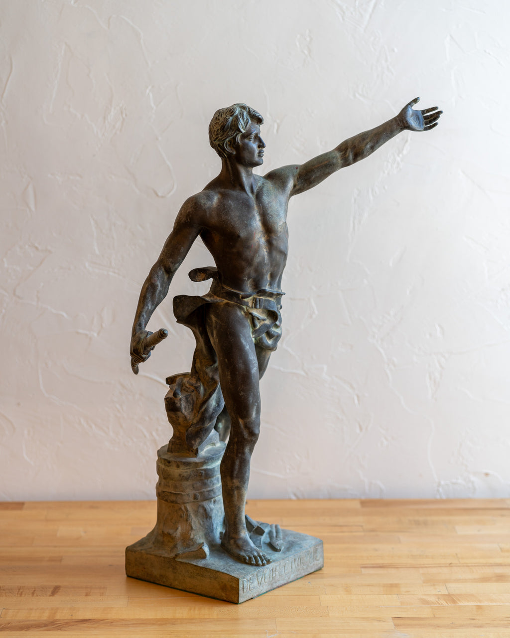 French Figural Antique Bronze, circa 1900 "Devoir Cirique" by Eugene Marioton