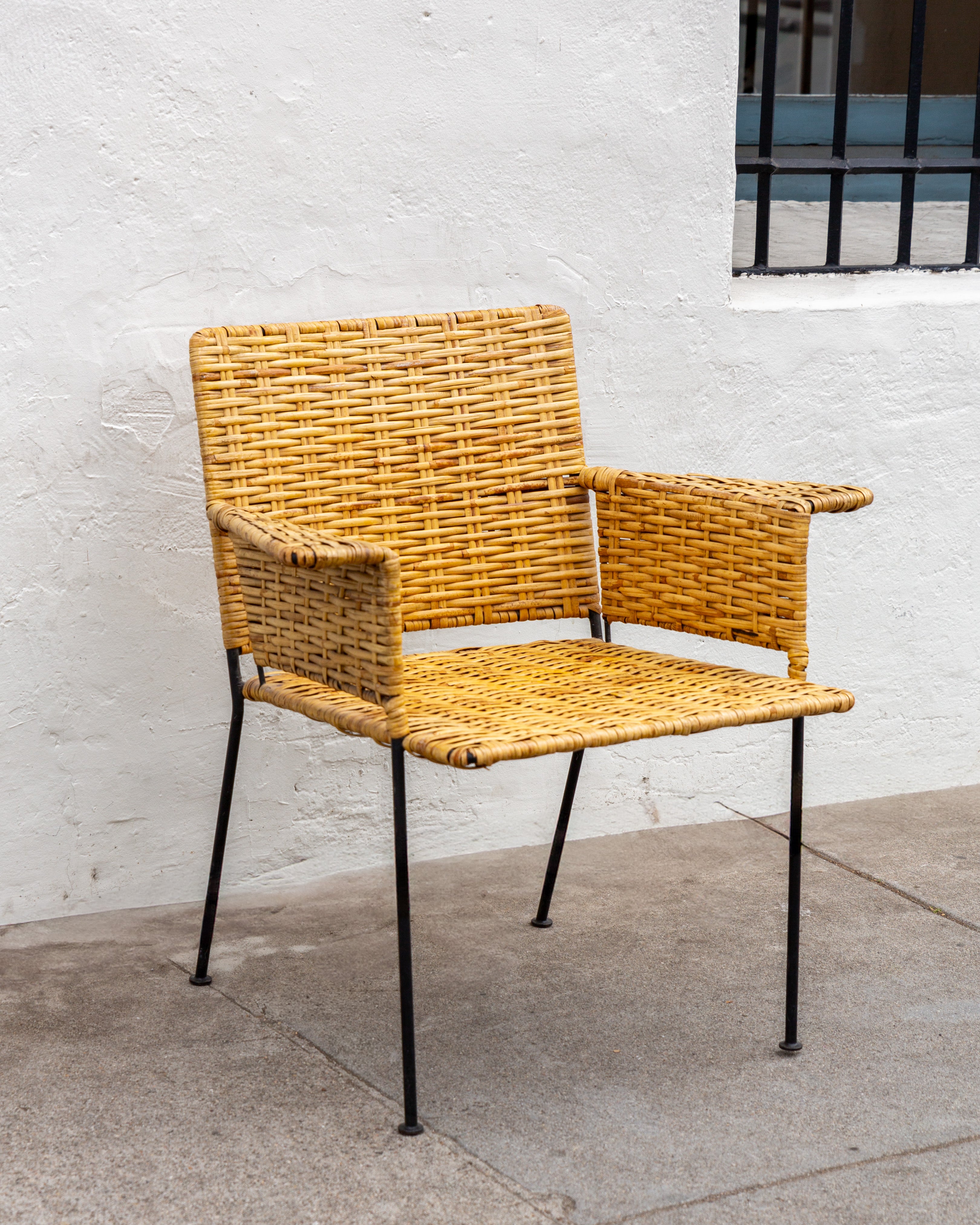 Rare Van Keppel Green 1950's Rattan Iron Chair