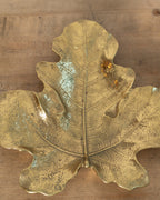 1950's Vintage Heavy Brass Oak Leaf Dish