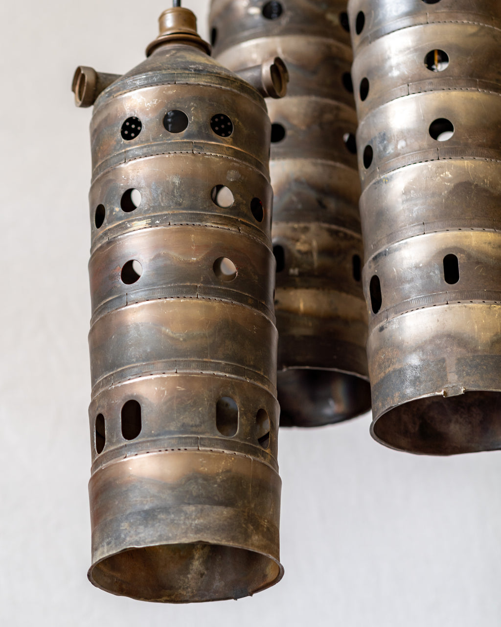 Vintage Jet Engine Combustion Chamber Burners Repurposed into Pendant Light