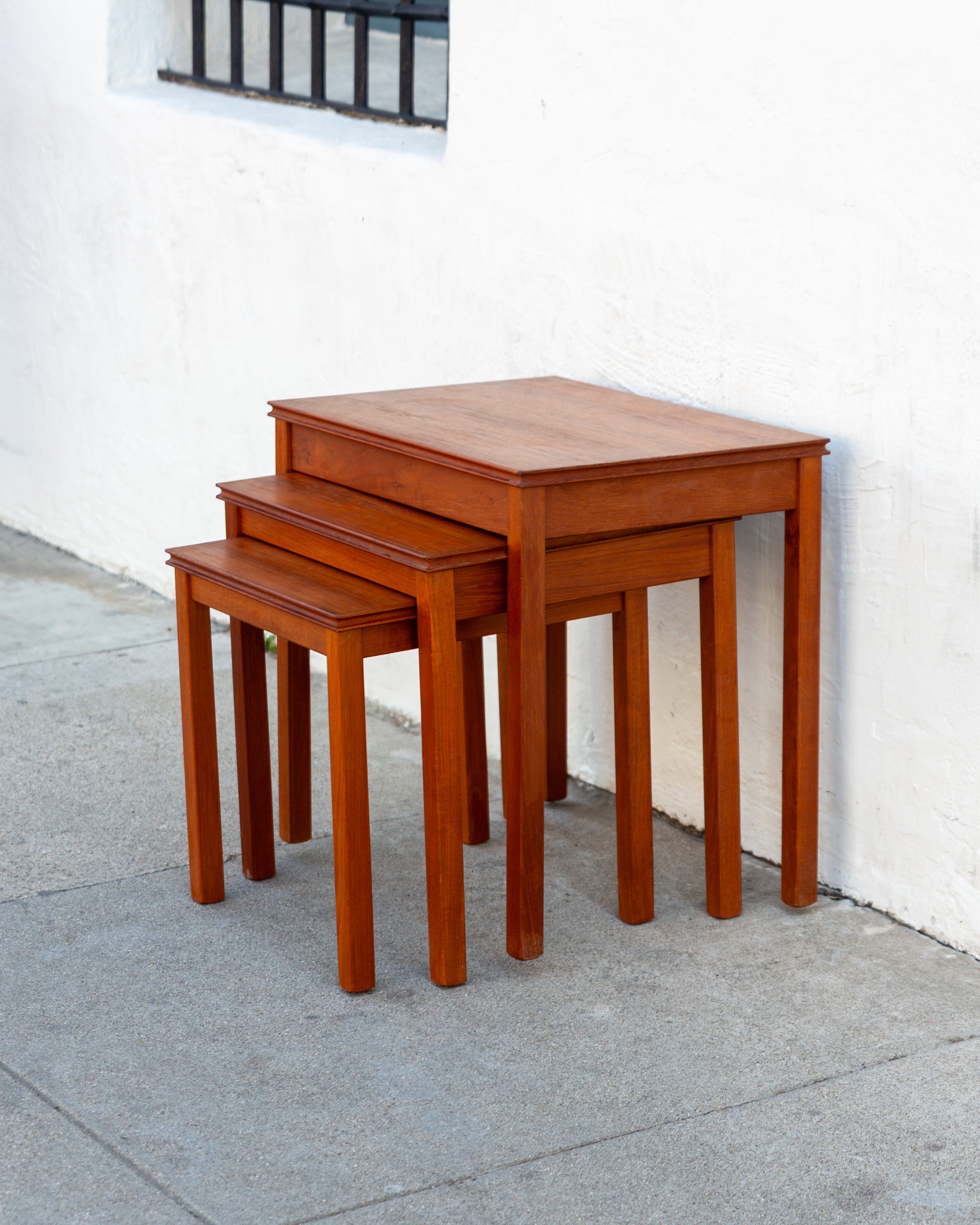Mid Century Danish Teak Nesting Tables by Willy Ryomgard (as found)