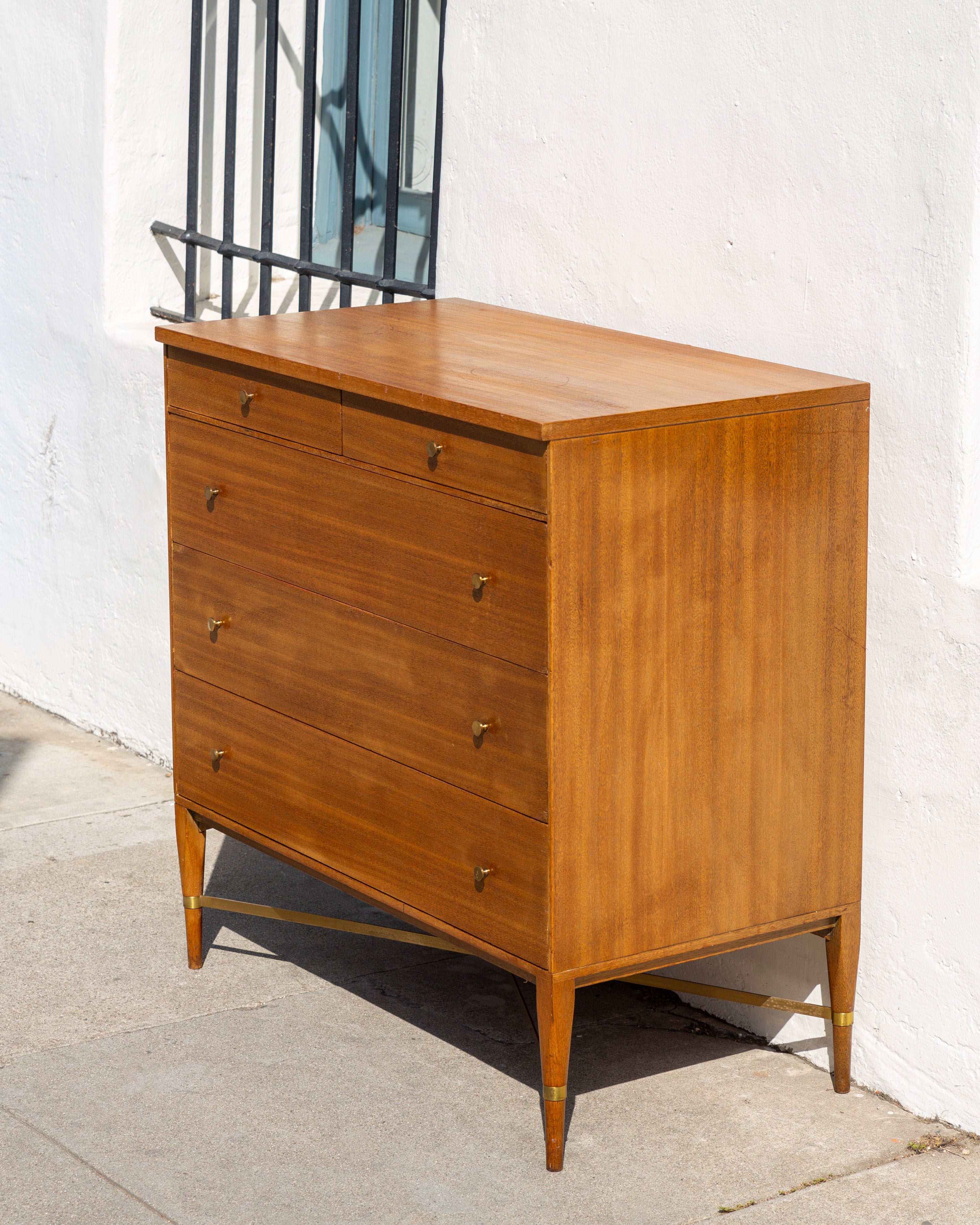 Paul McCobb for Calvin Mid Century Brass X Base Dresser
