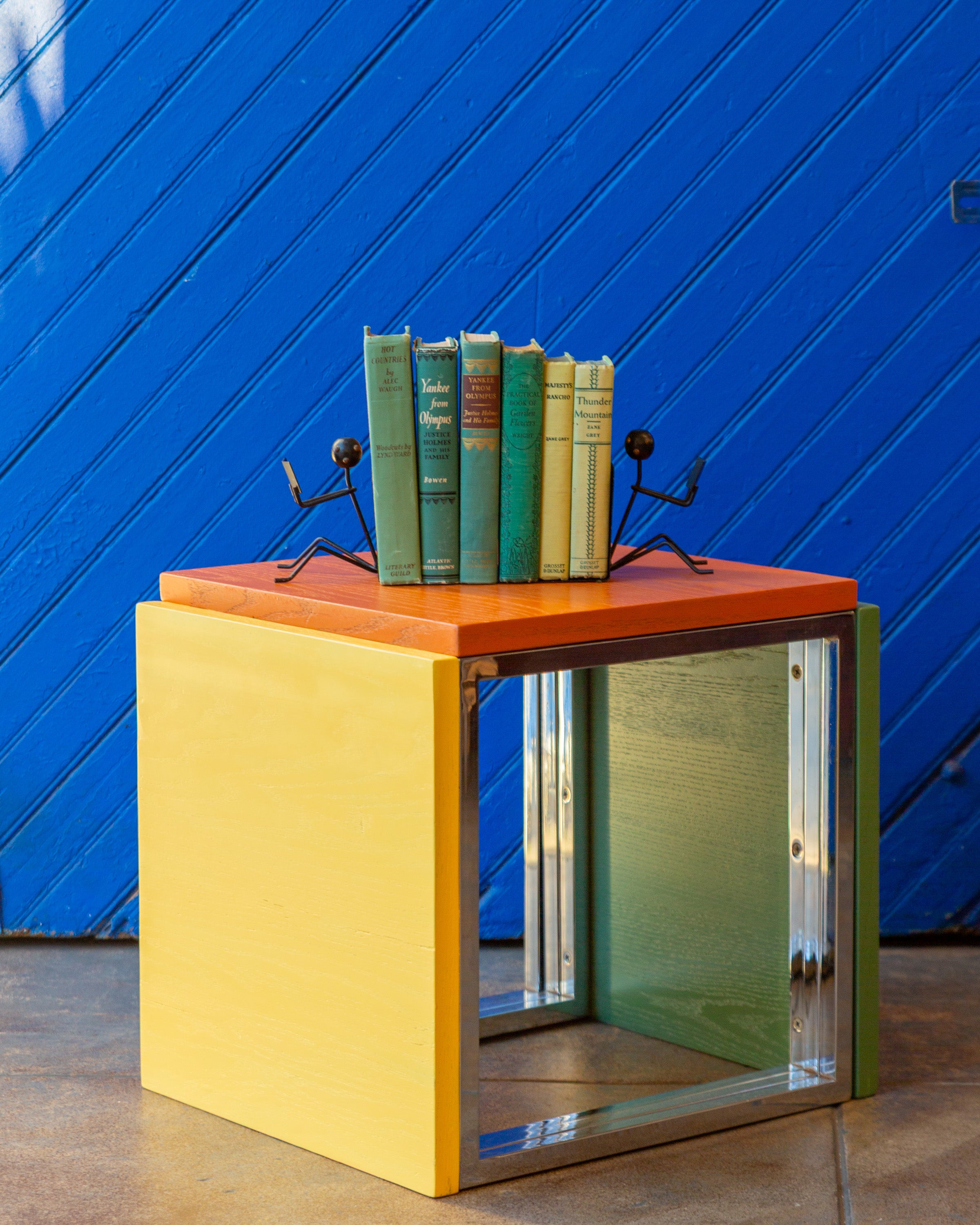 Nesting Cube Tables, Chrome and Painted Oak Tops