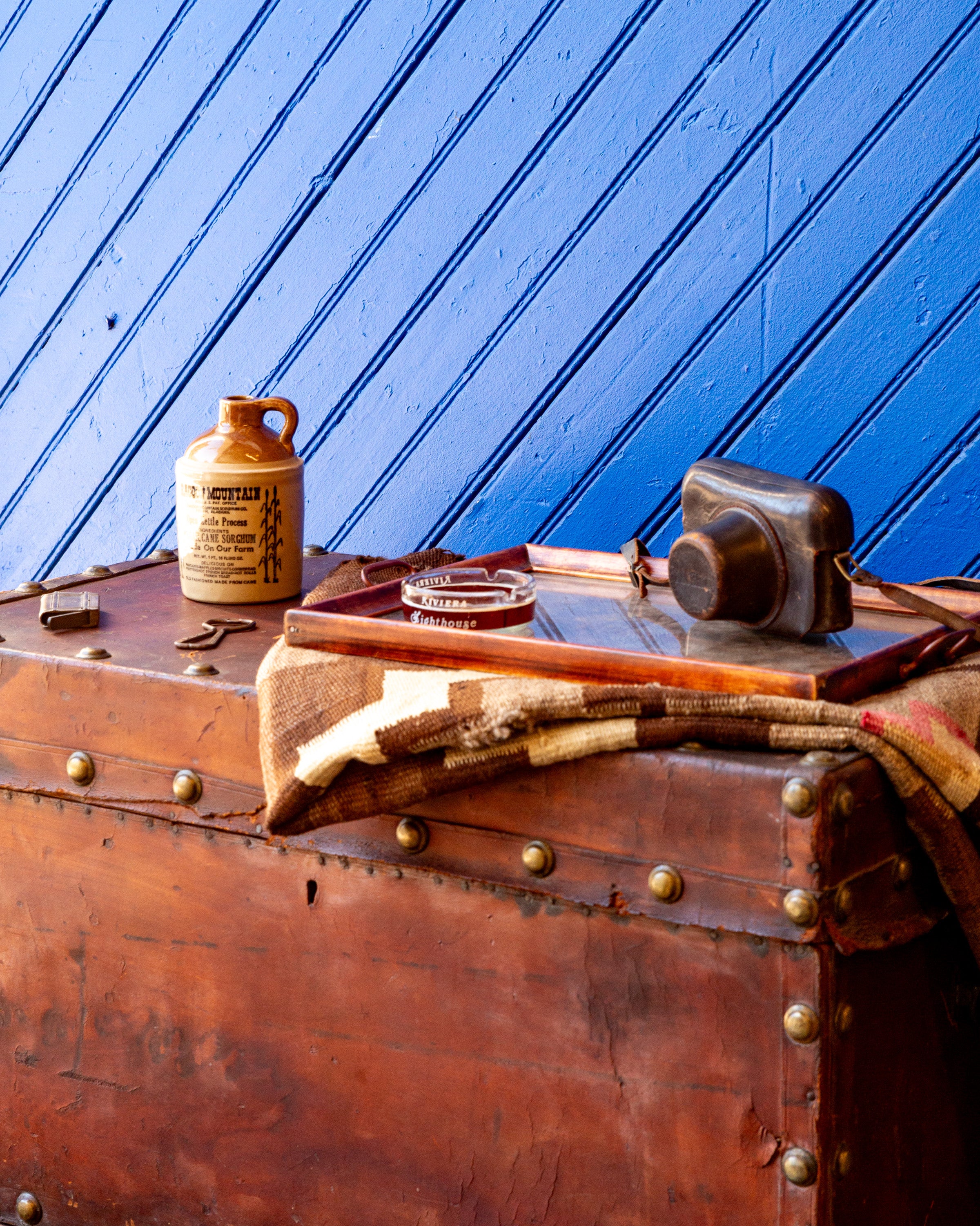 Antique Brown Leather Trunk