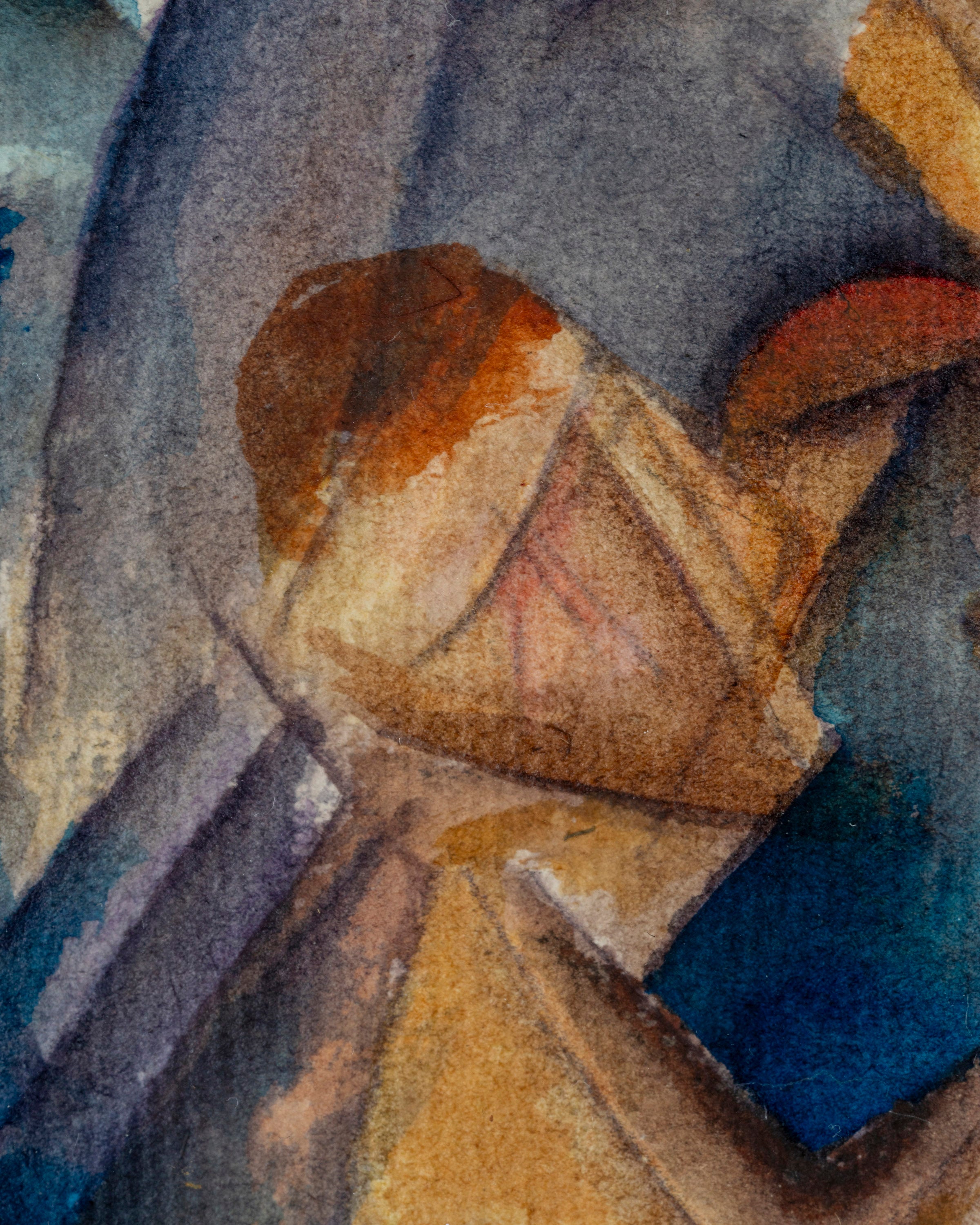 Original Cubist Water Color On Paper Circa 1930s
