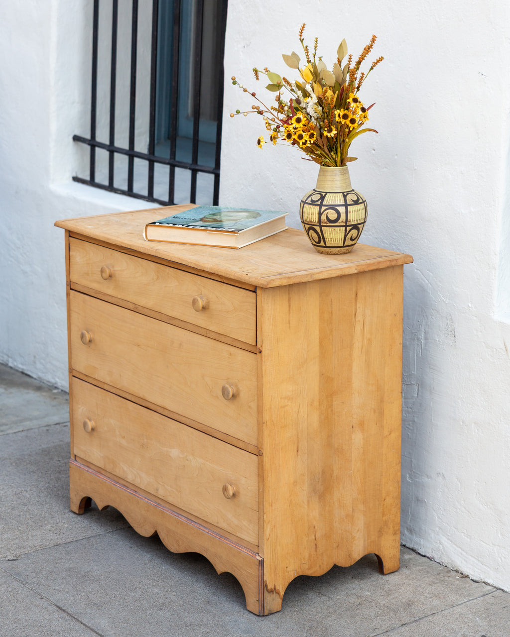 Vintage Raw Wood 3 Drawer Dresser