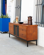 Mid-Century Jack Cartwright for Founders 9 Drawer Dresser with Black Leather Det