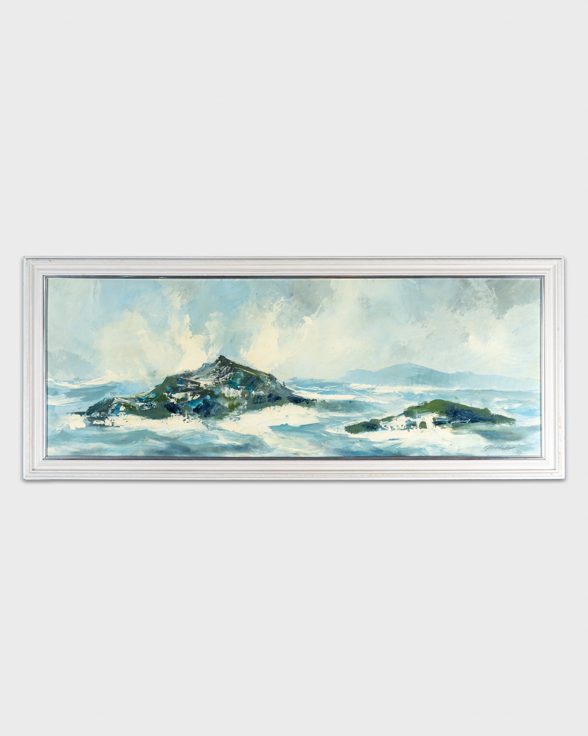 Vintage Seascape Painting, Signed Machado