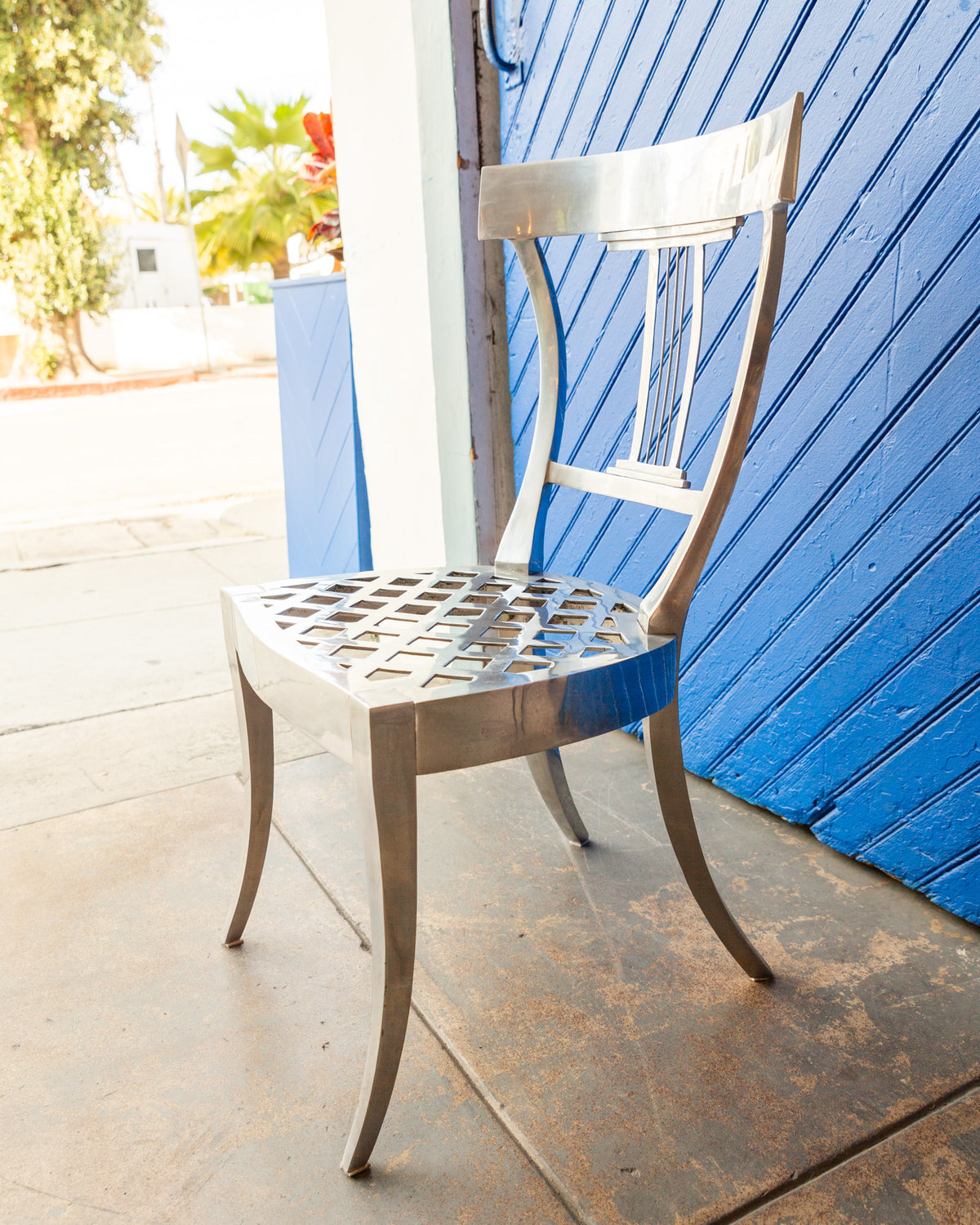 Polished Aluminum Klismos Chair