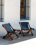 1960s Don Shoemaker Rosewood & Leather Sling Chairs- Pair