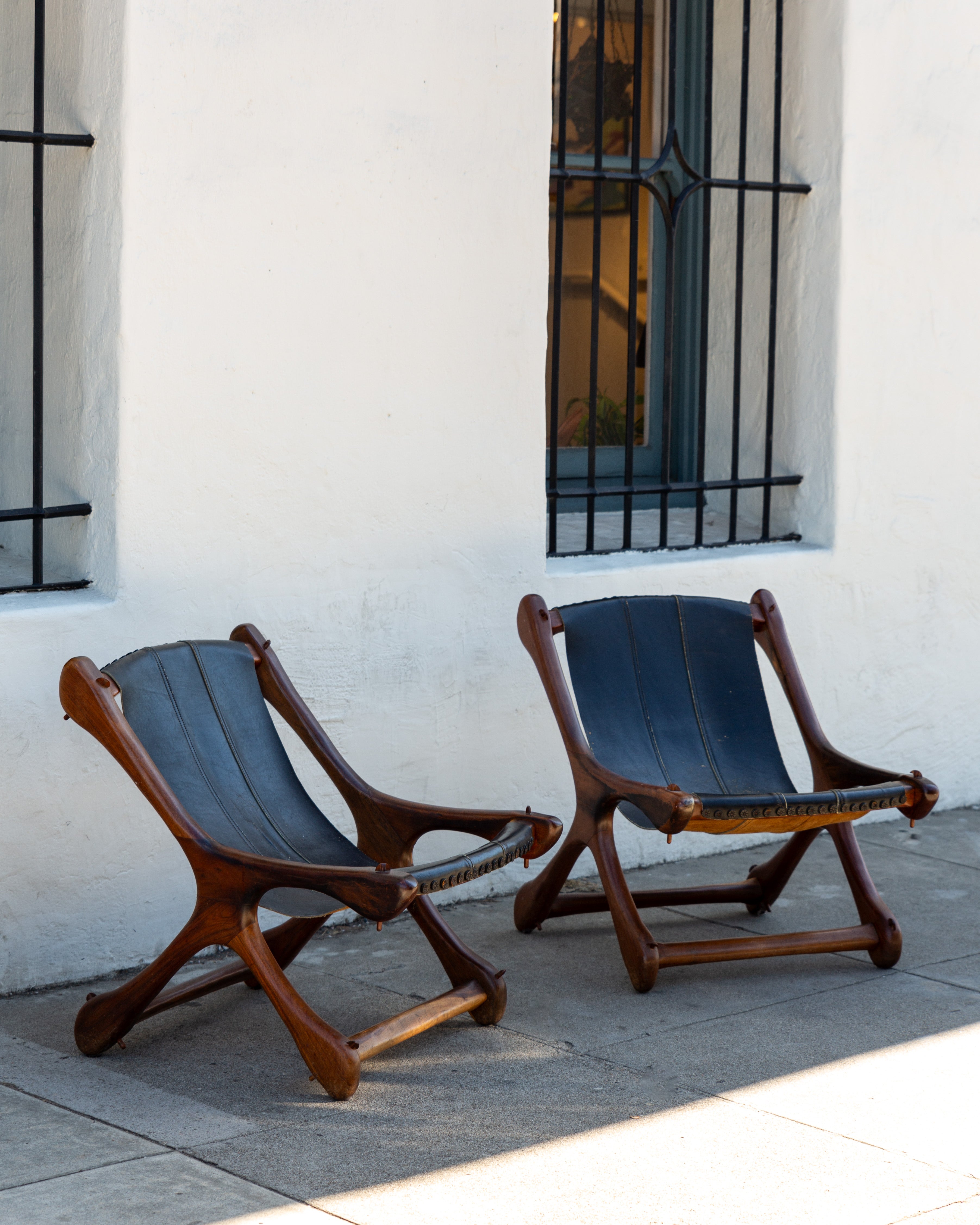 1960s Don Shoemaker Rosewood & Leather Sling Chairs- Pair