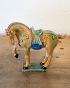 Vintage Tang Dynasty Ceramic War Horse Pair