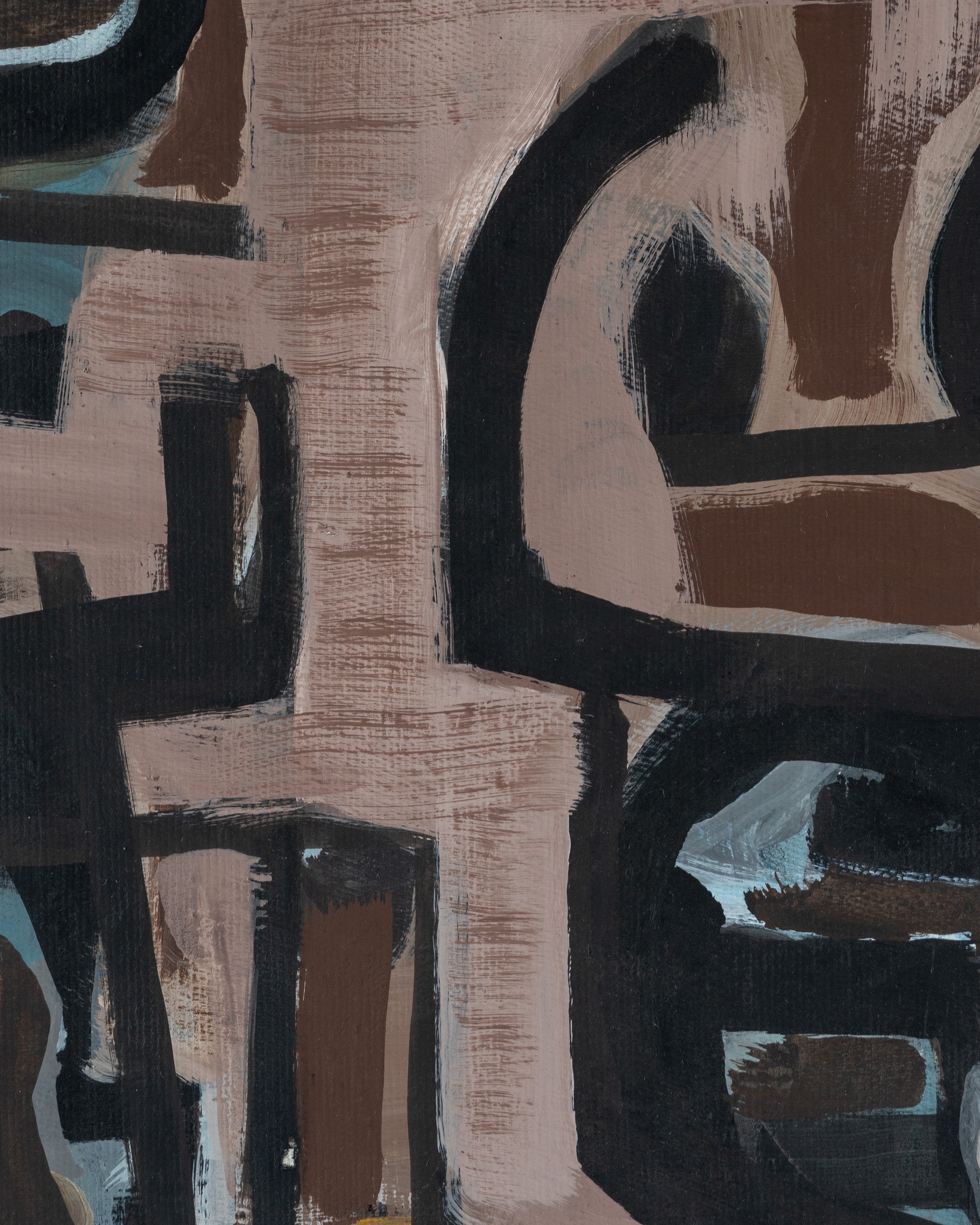 Framed Abstract Oil on Canvas,  Titled on Verso "Dos Caciques"