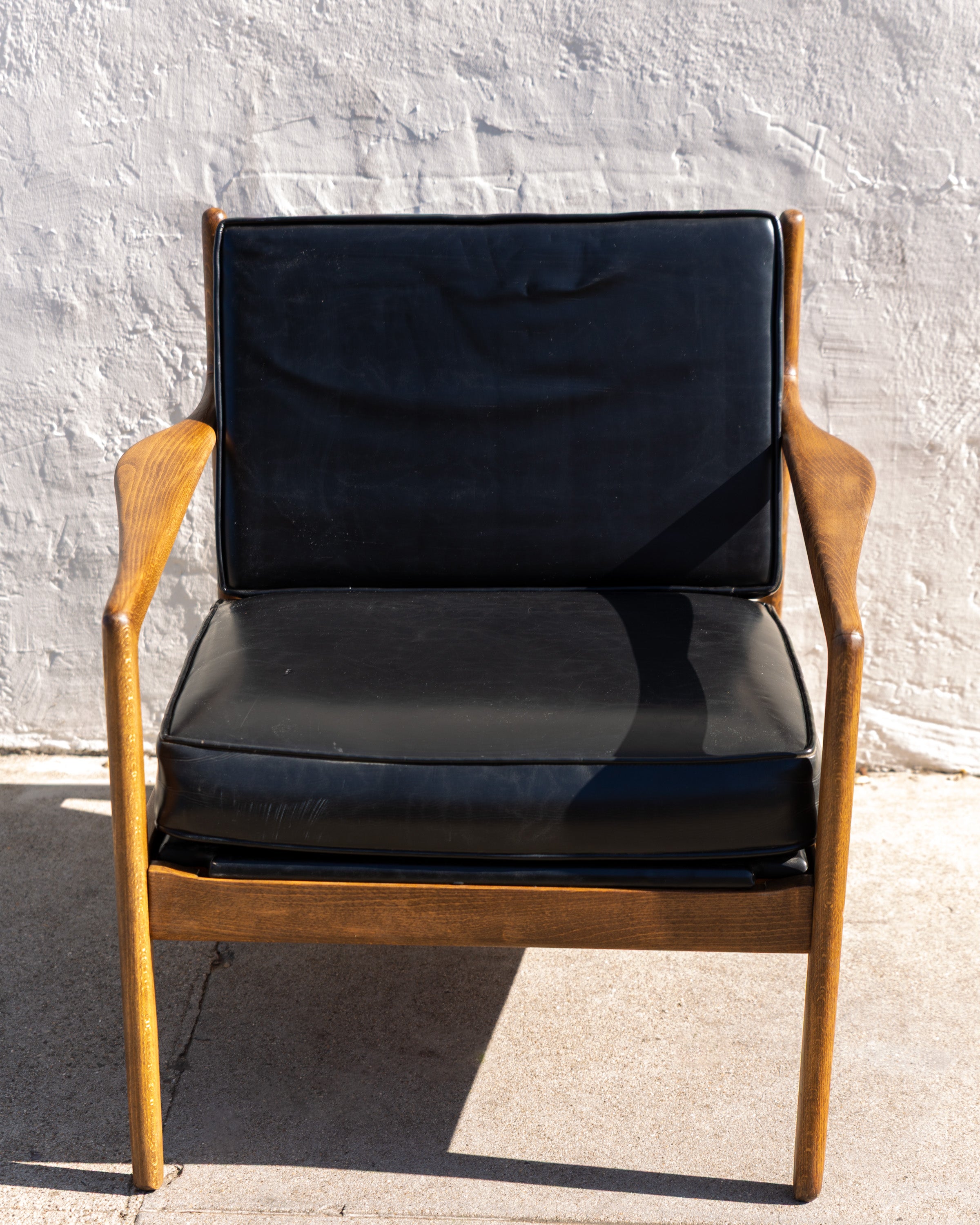 Mid Century Hardwood Frame Armchair with Original Upholstery