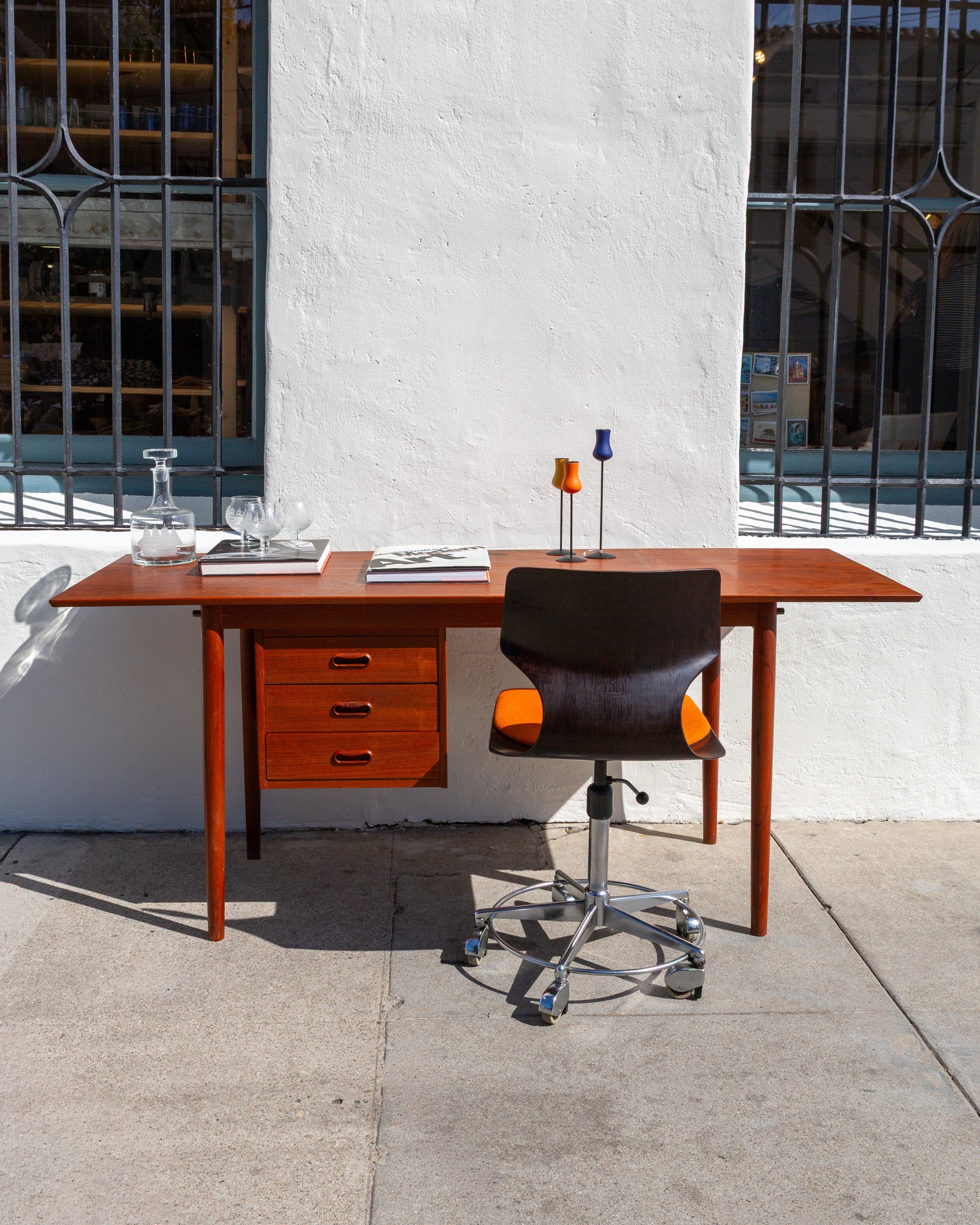 Vintage 1960's Chair with Orange Reupolstery