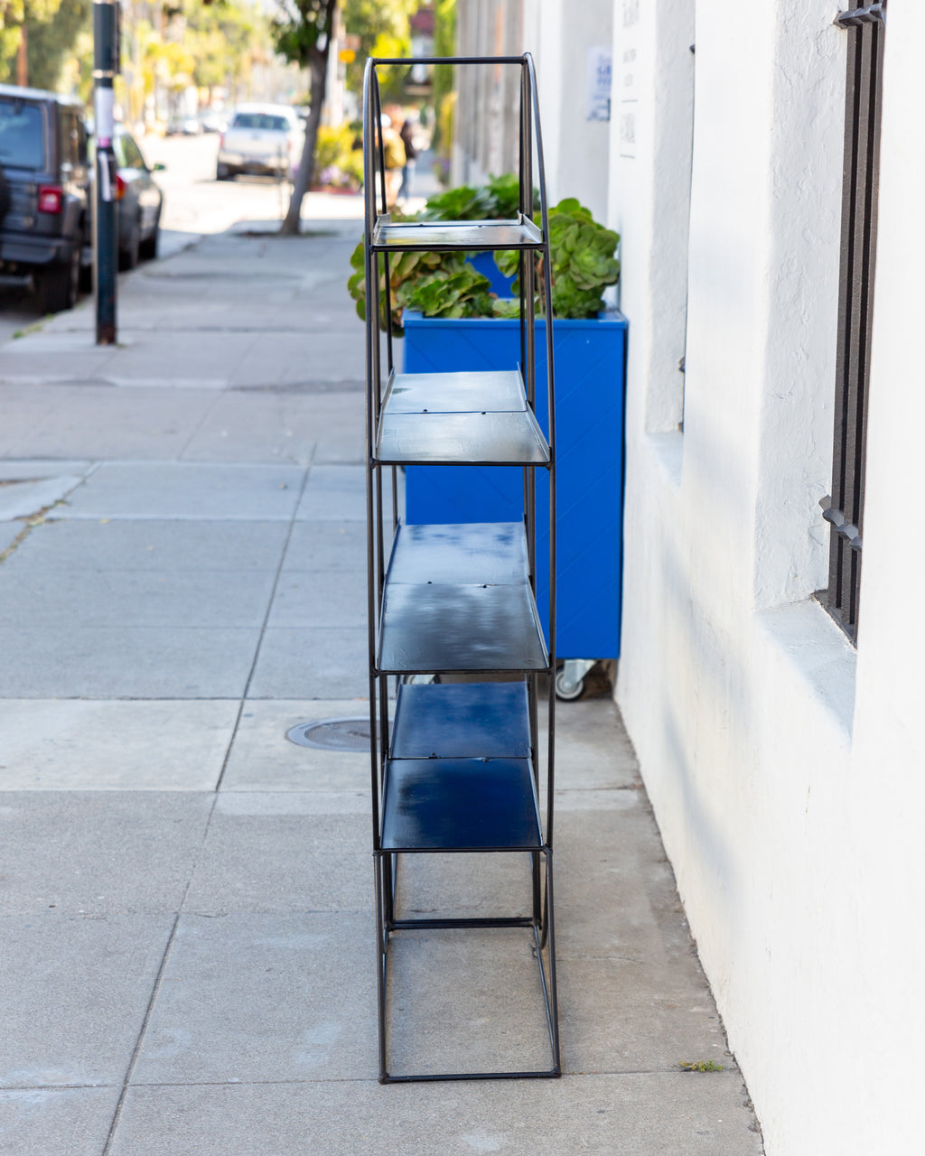 Mid Century Black Metal Full Moon Etagere Rack