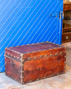Antique Brown Leather Trunk
