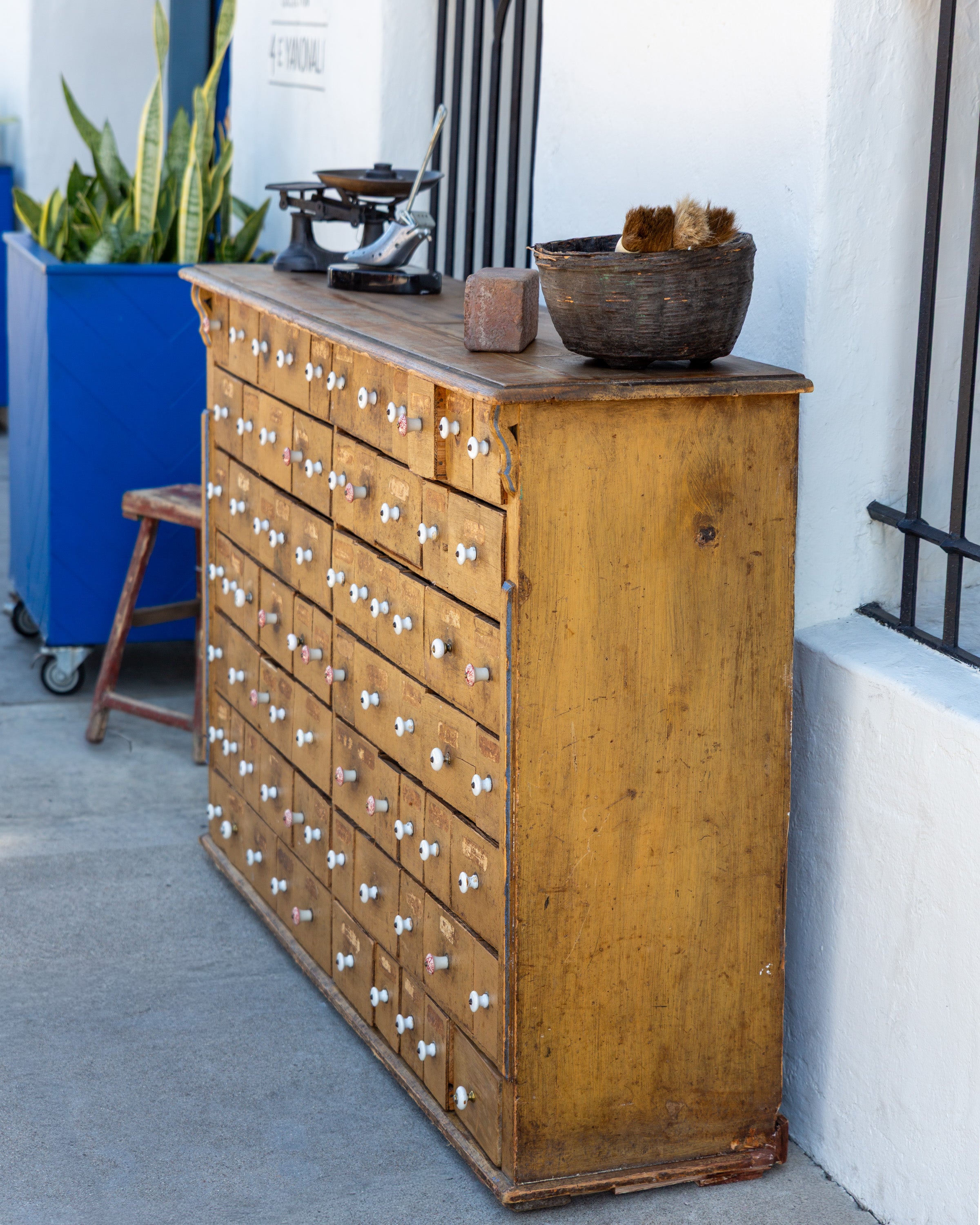 German 19th Century Apothecary Cabinet with Porcelain Knobs