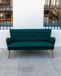 Danish Modern Love seat, Newly Reupholstered by Raf Simons
