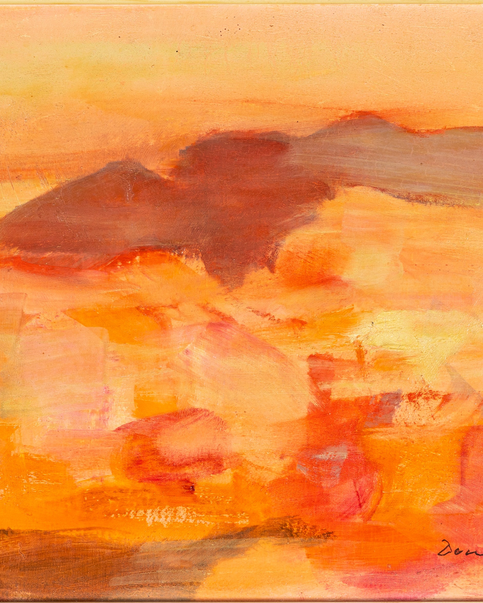 Douglass Parshall "Pink Desert" Oil Painting, 1969. Signed Front + Back