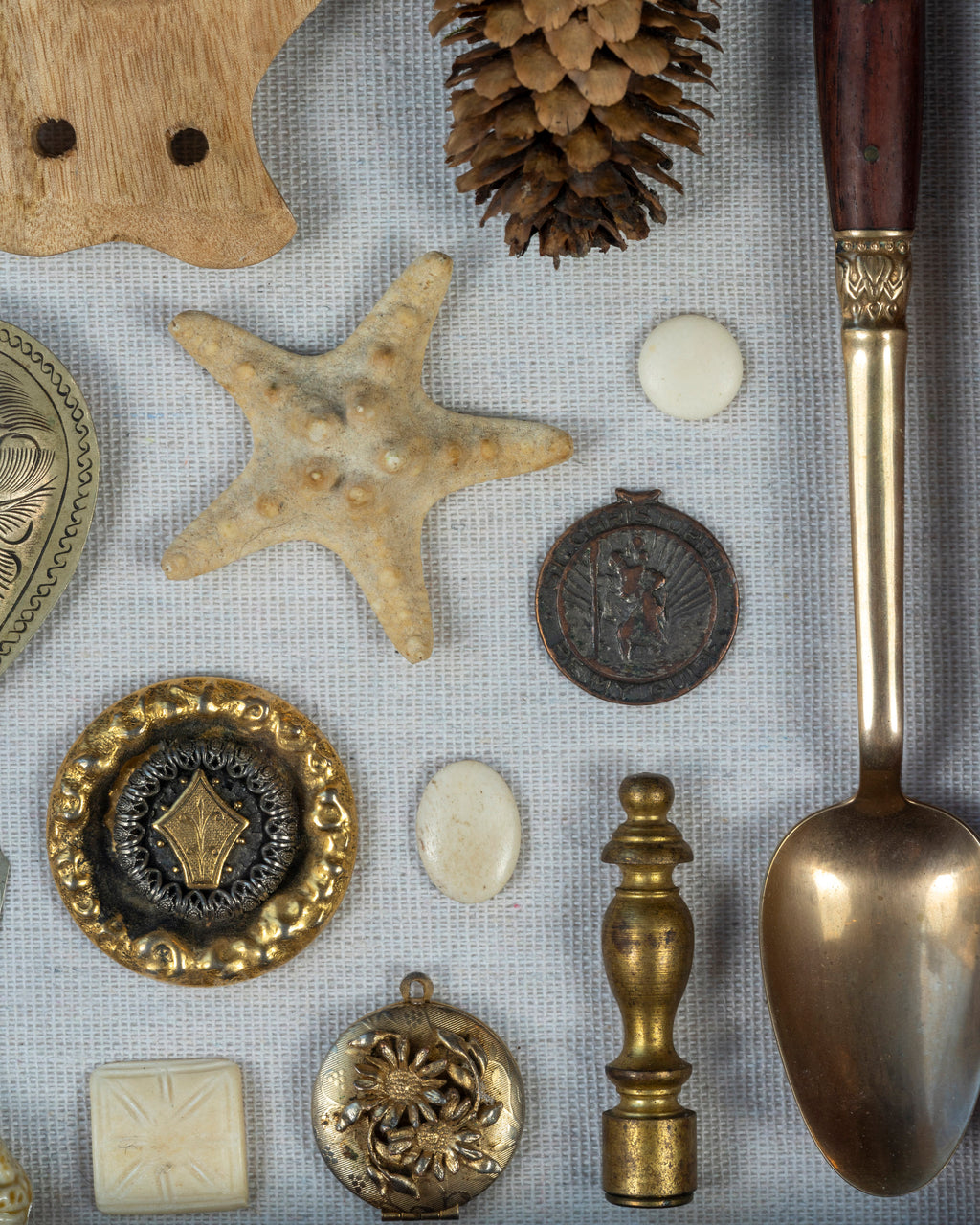 Vintage Collection Of Treasures In Shadow Box