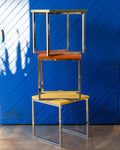 Nesting Cube Tables, Chrome and Painted Oak Tops