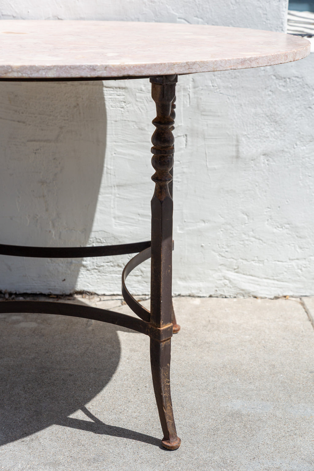 Vintage Iron Table Base with Pink Marble Top