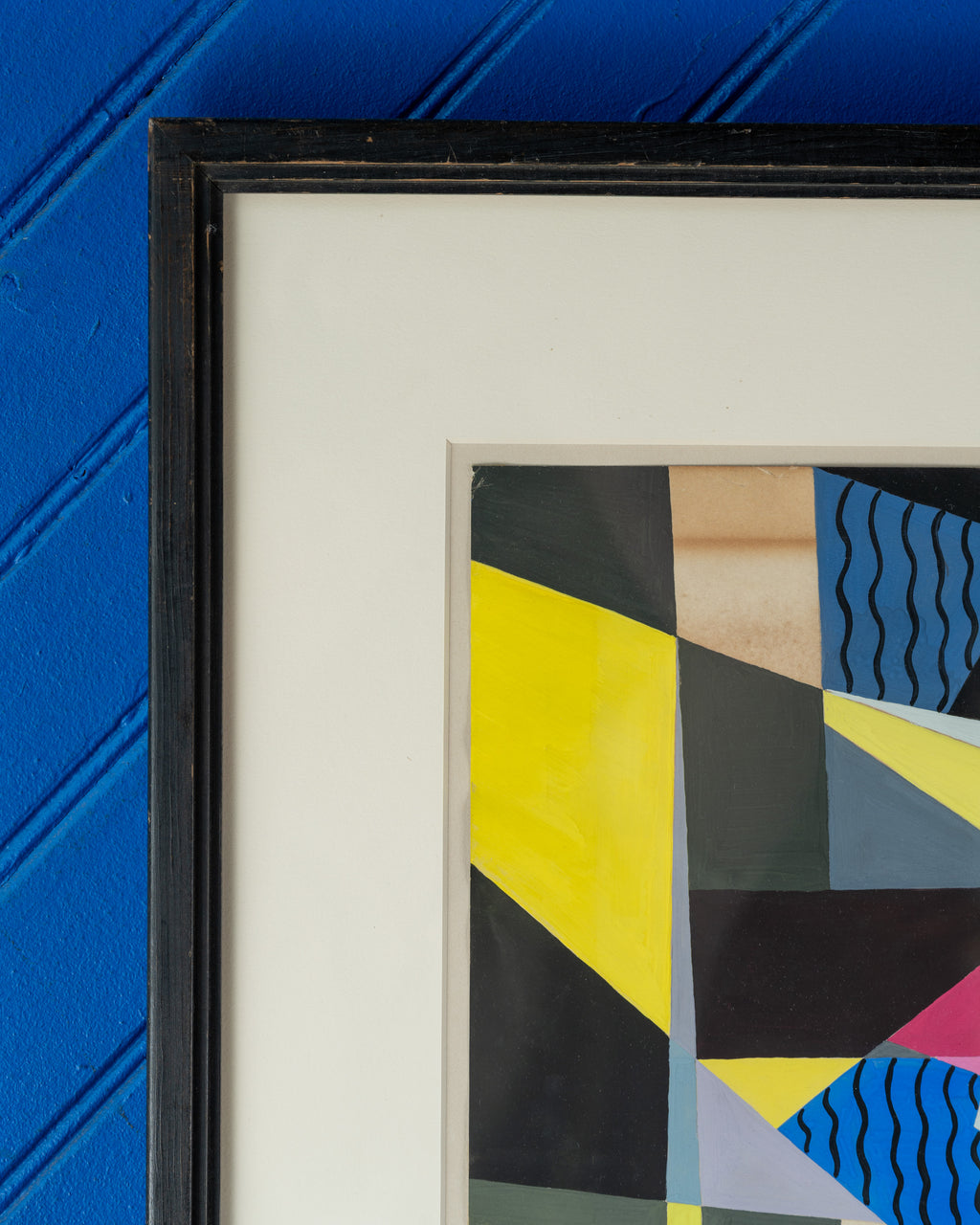 Vintage Framed Painting, Cubist Tempera on Paper by California, Bay Area Painter