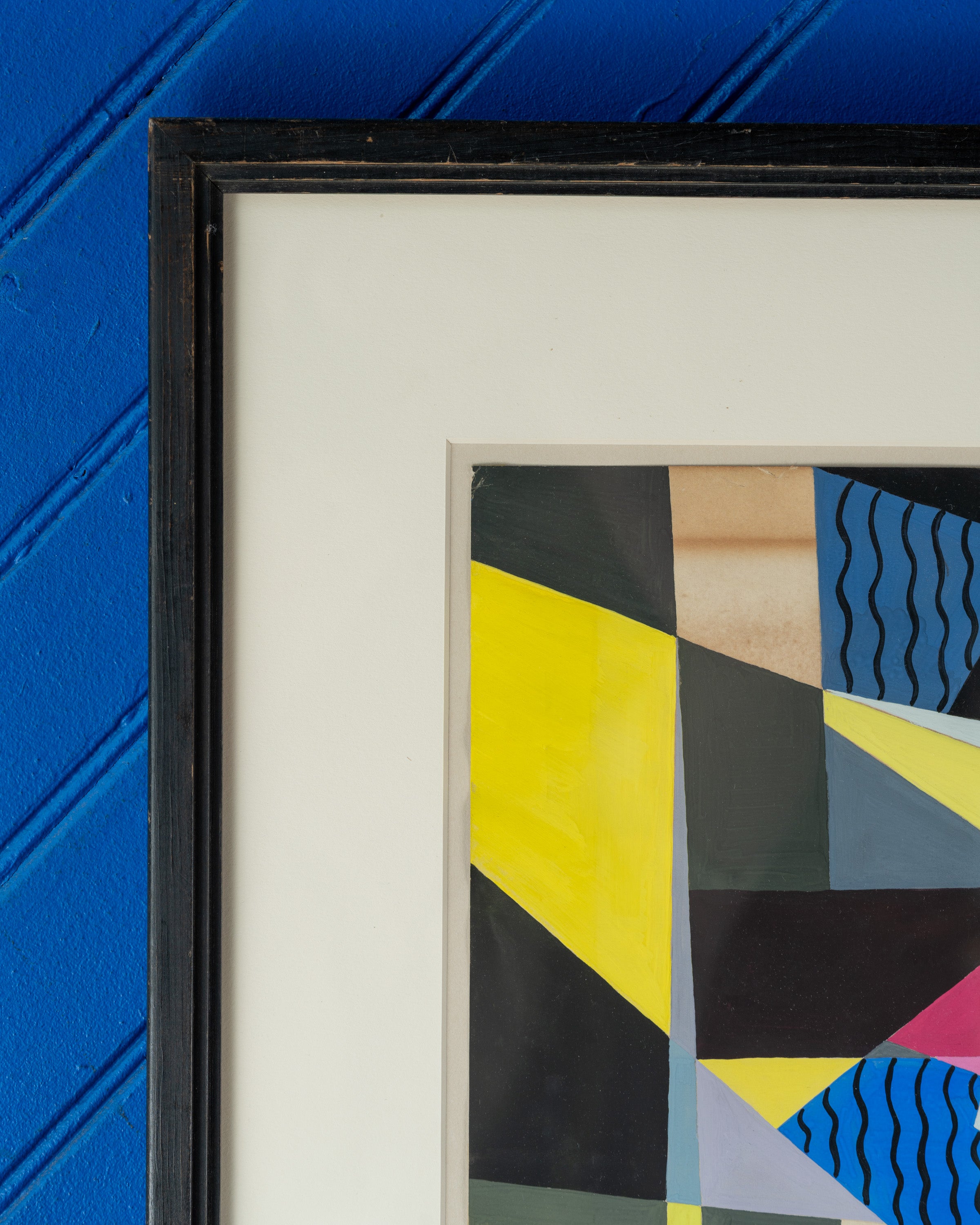 Vintage Framed Painting, Cubist Tempera on Paper by California, Bay Area Painter