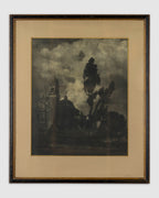 Antique Photograph On Paper By Henry Ravell Titled "Cloud, Tree, Church"