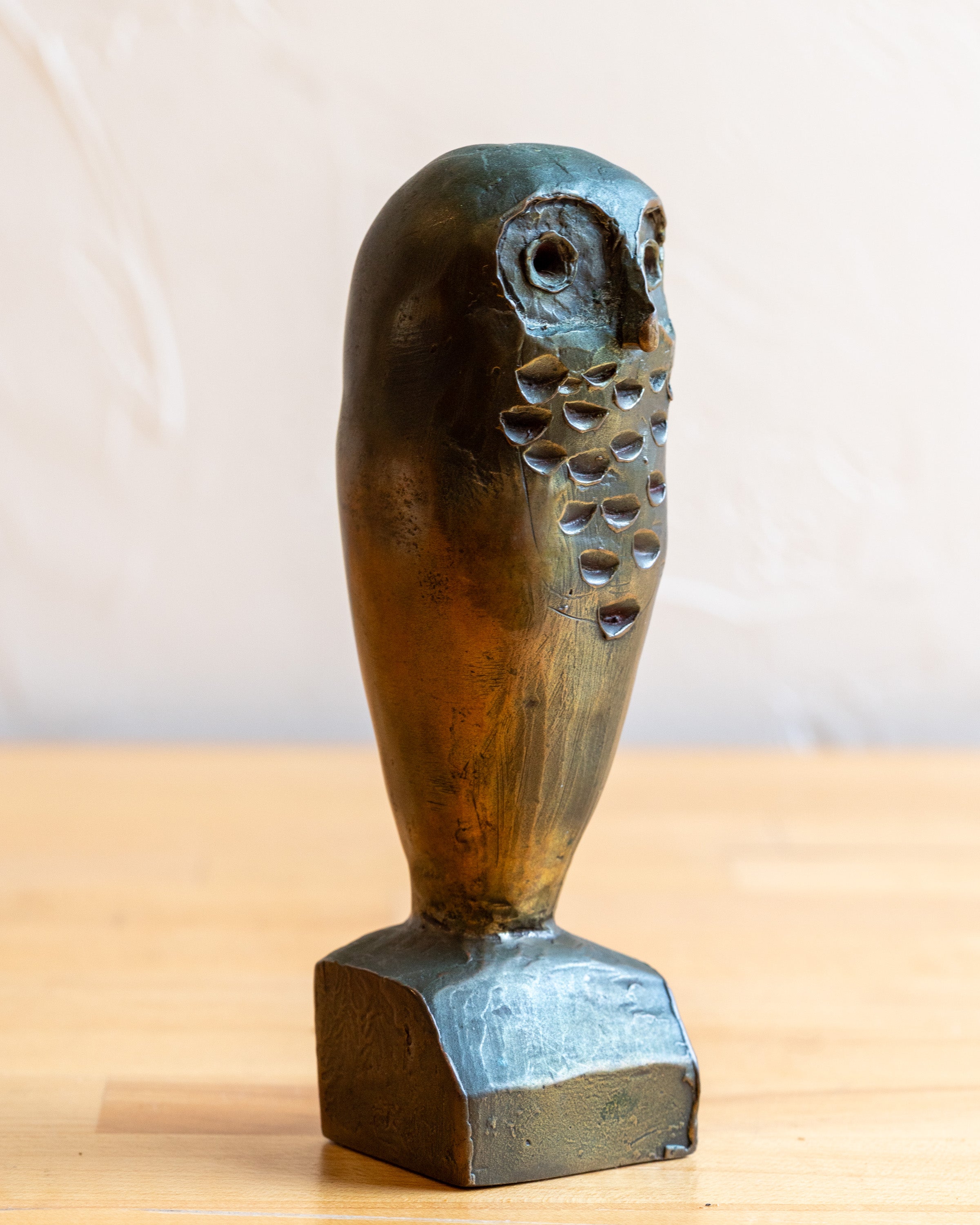 Bronze Owl Sculpture Signed