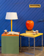 Nesting Cube Tables, Chrome and Painted Oak Tops