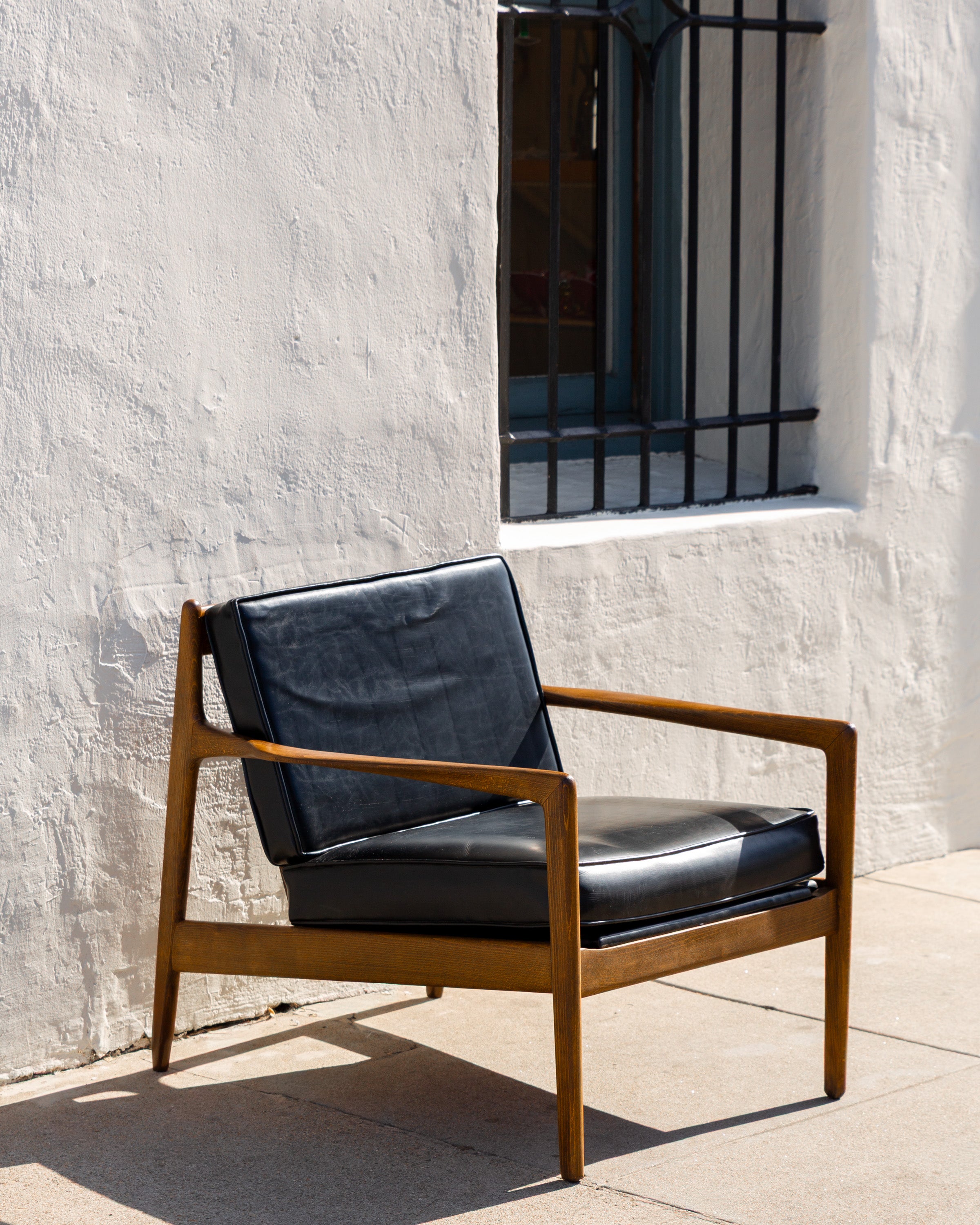 Mid Century Hardwood Frame Armchair with Original Upholstery