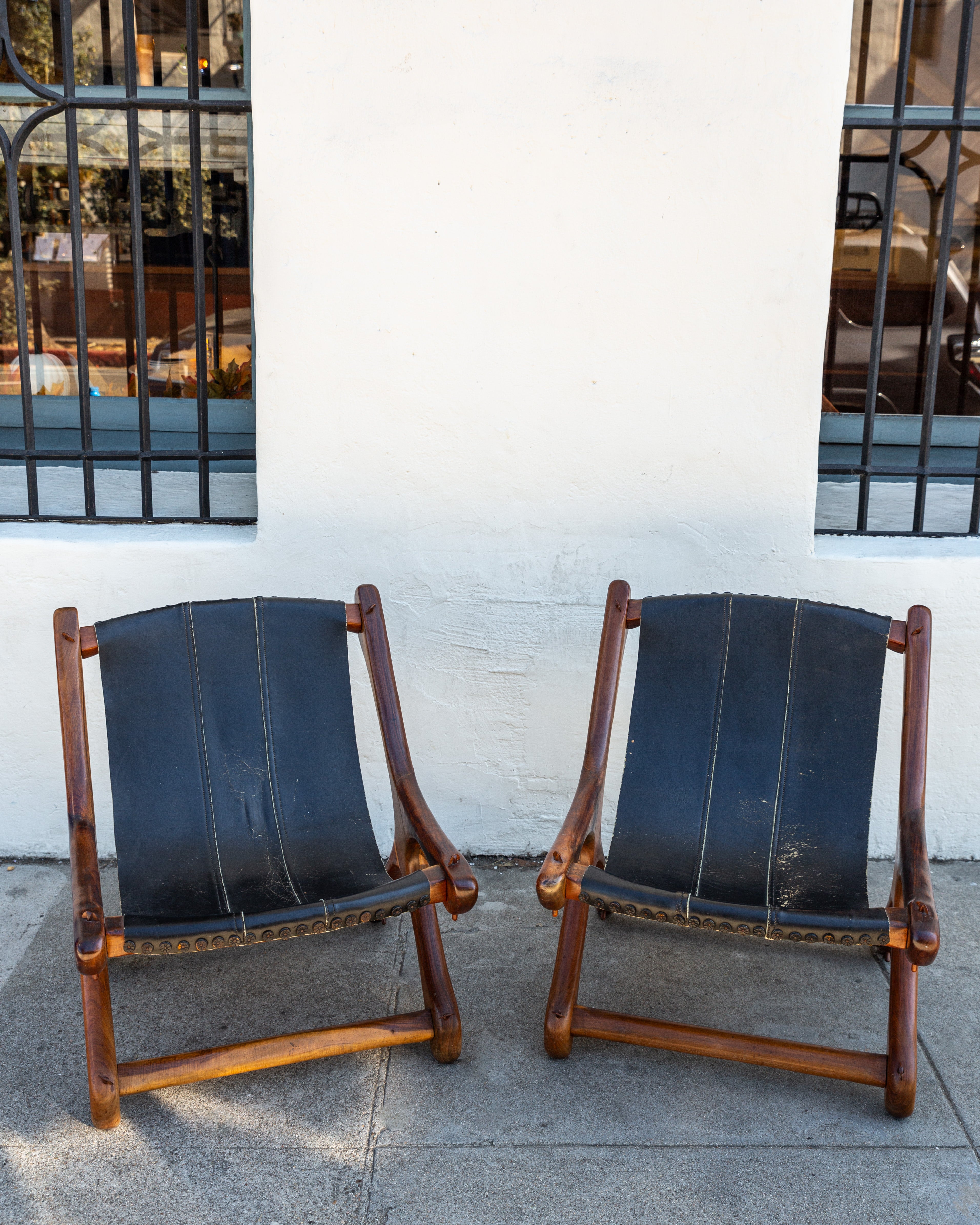 1960s Don Shoemaker Rosewood & Leather Sling Chairs- Pair