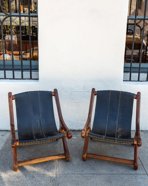 1960's Don Shoemaker Rosewood & Leather Sling Chairs, Mexico
