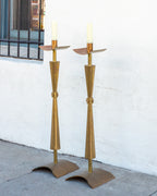 Mid Century Solid Brass Pricket Candlesticks