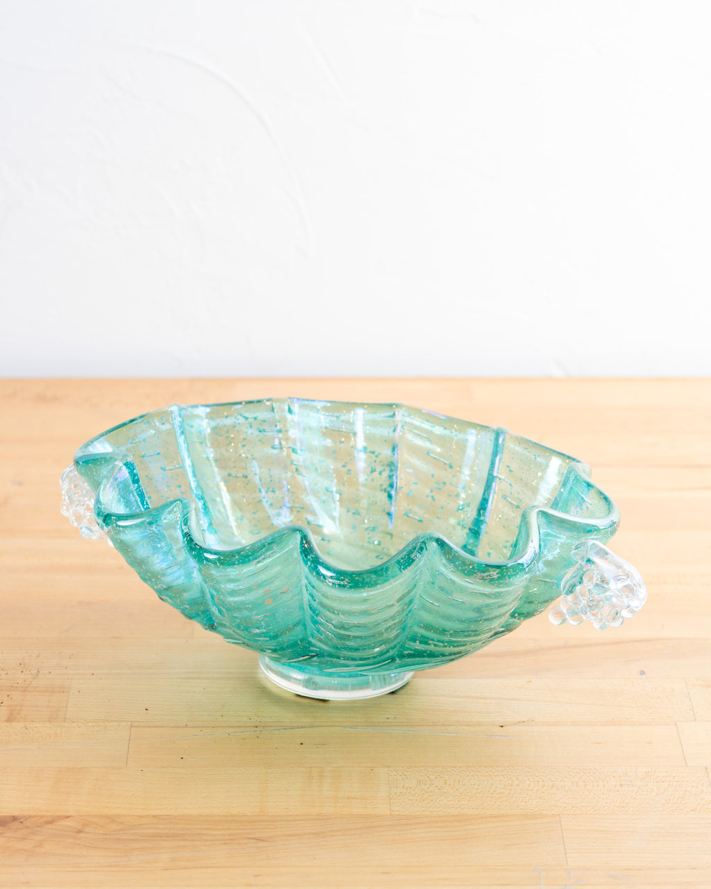 Vintage Handblown Murano Glass Bowl with Grape Handles