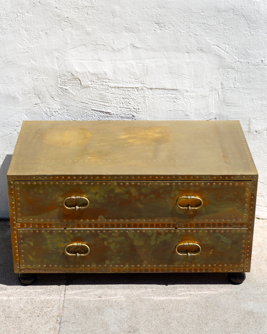 Brass Clad Two-Drawer Chest by Sarreid