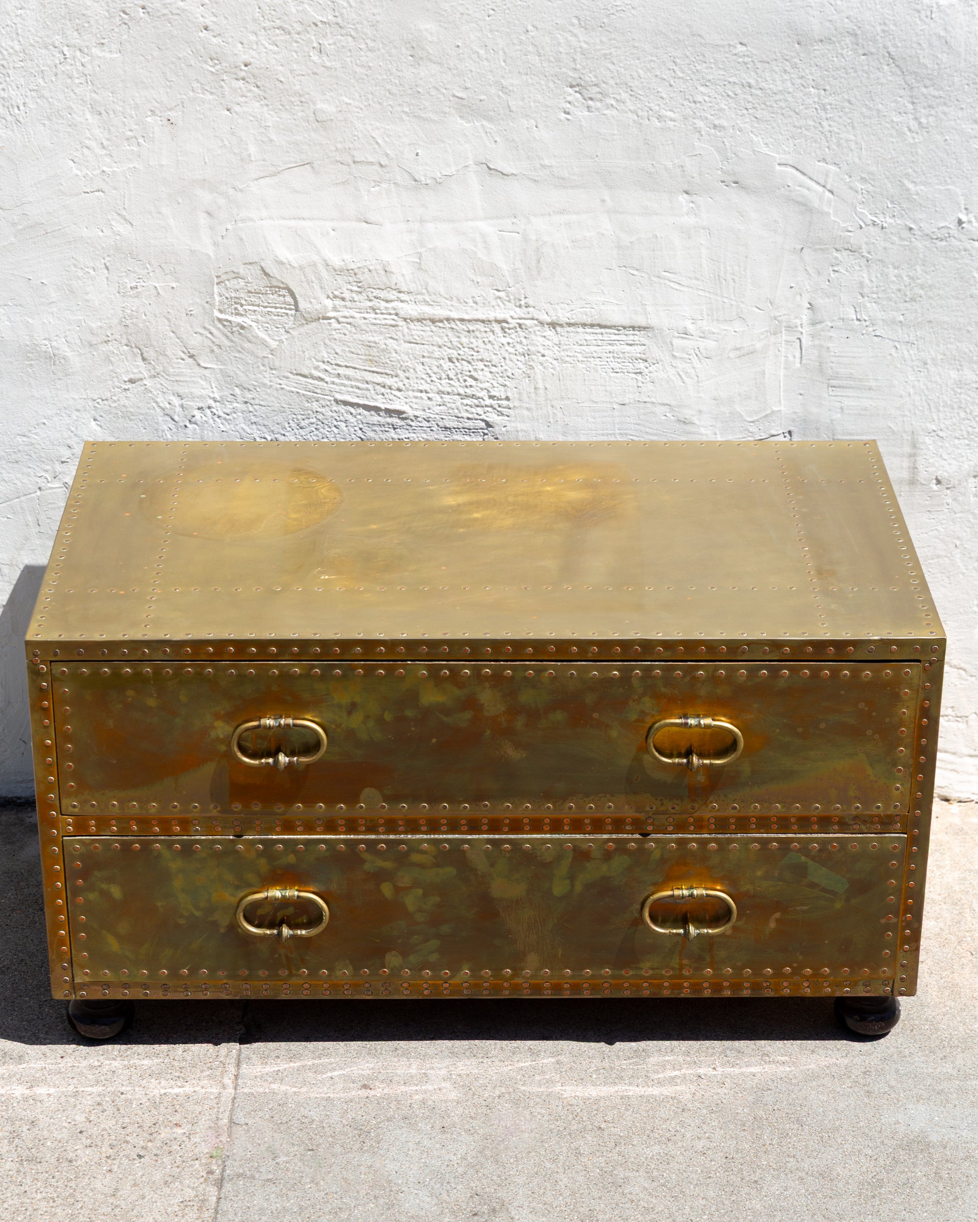 Brass Clad Two-Drawer Chest by Sarreid – The Blue Door