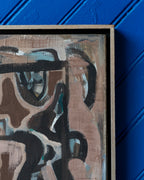 Framed Abstract Oil on Canvas,  Titled on Verso "Dos Caciques"