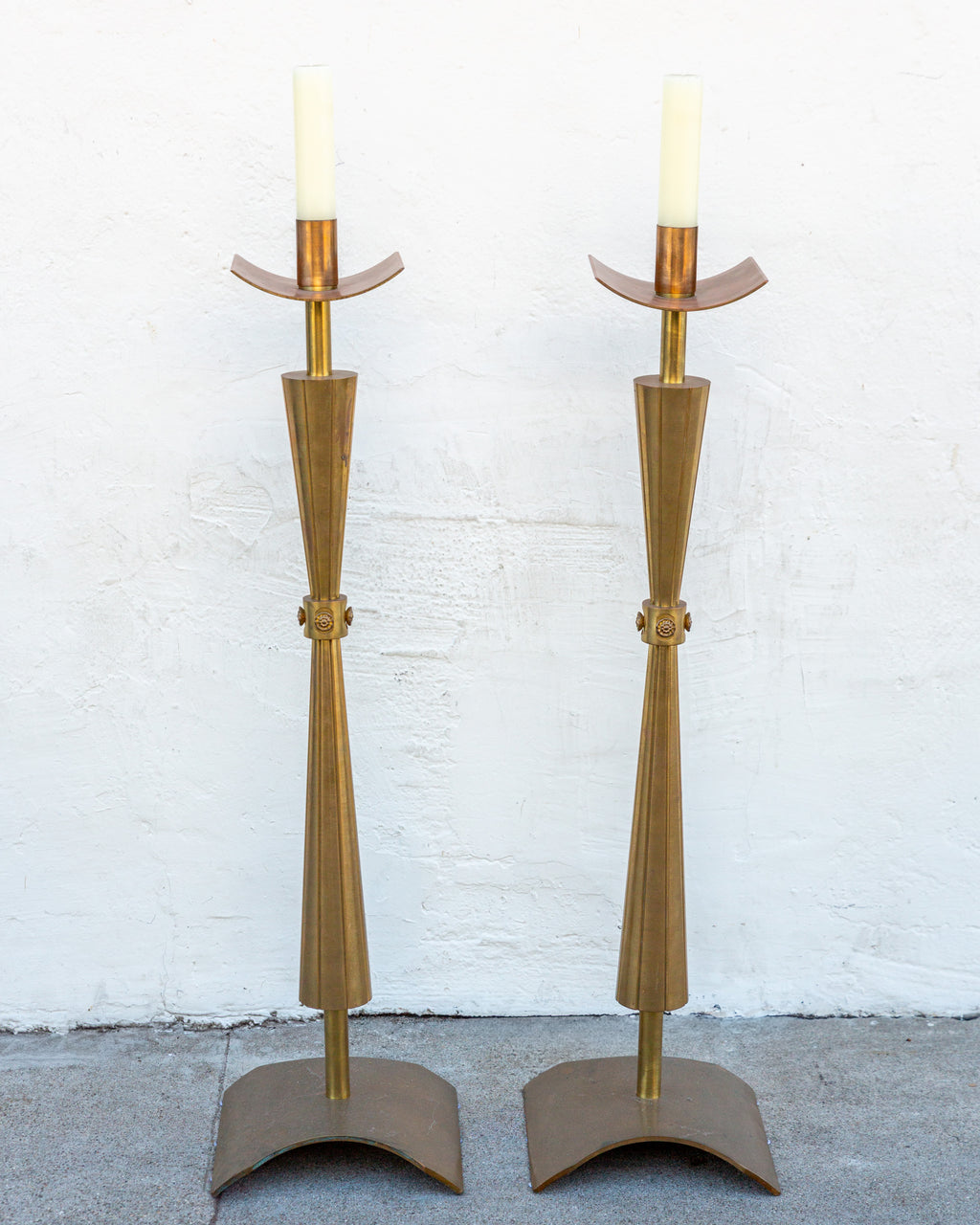 Mid Century Solid Brass Pricket Candlesticks
