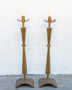Mid Century Solid Brass Pricket Candlesticks