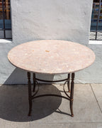 Vintage Iron Table Base with Pink Marble Top