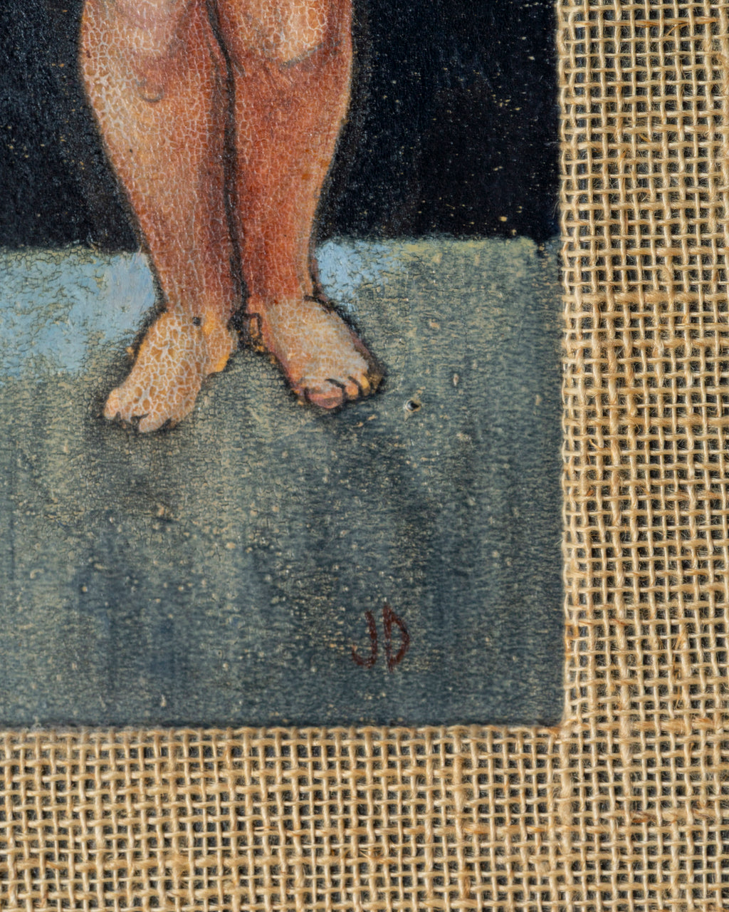 Vintage Full Figure Nude Painting Signed J.D.