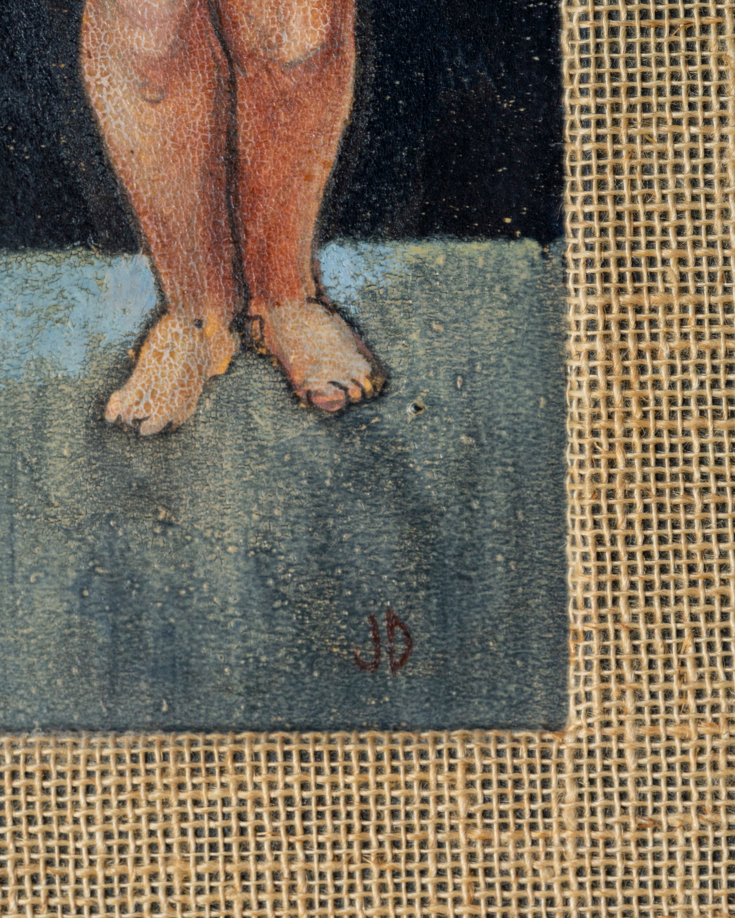 Vintage Full Figure Nude Painting Signed J.D.