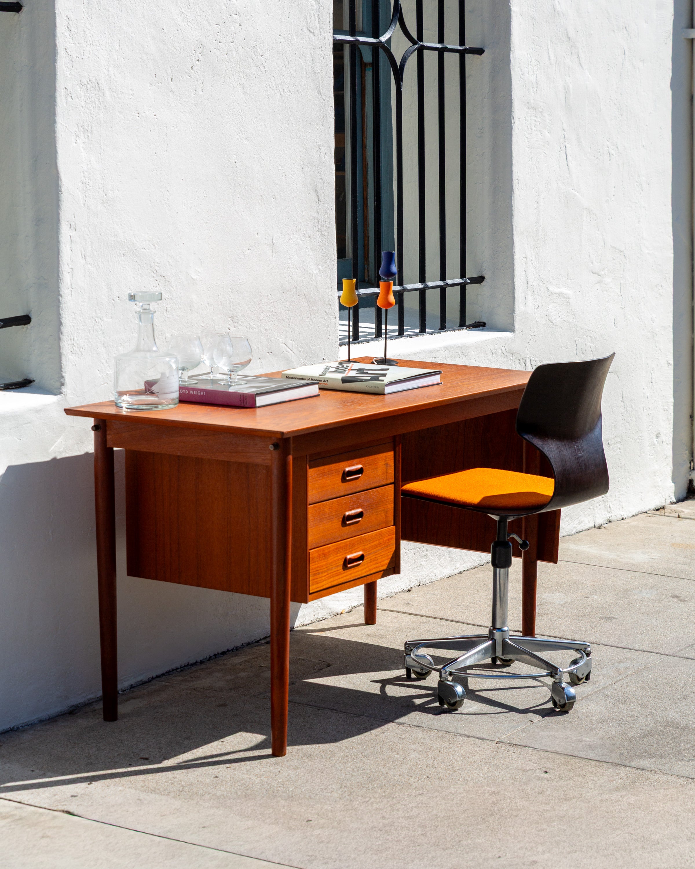 Danish 1960s Teak Desk By Arne Vodder Sliding Top