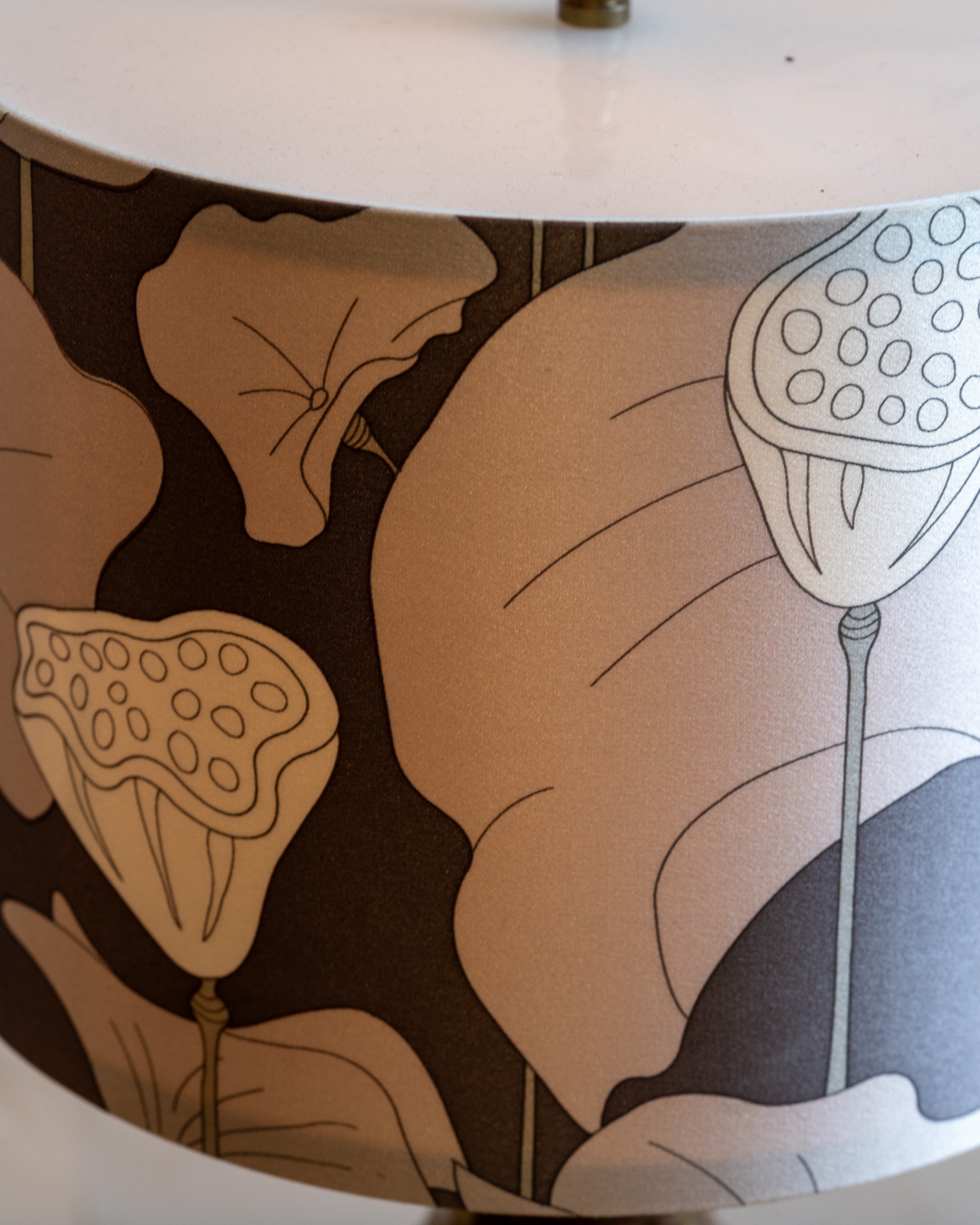 Vintage Ceramic Pot Lamp with Custom Silk Shade with Diffuser