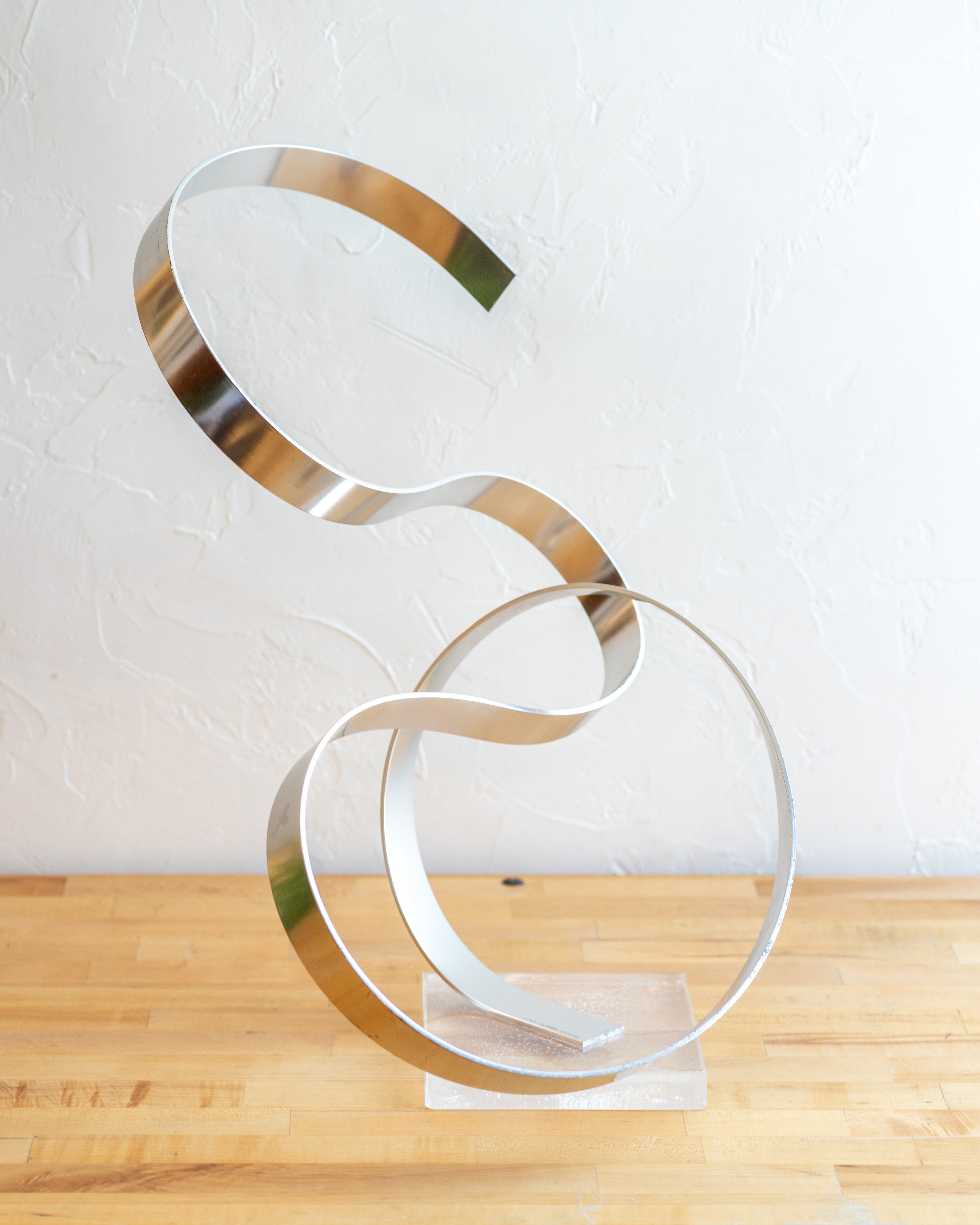 1978 Dan Murphy Aluminum Abstract Sculpture with Lucite Base