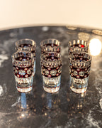 Cut to Clear Art Deco Bohemian Glass Decanter and Shot Glass Set